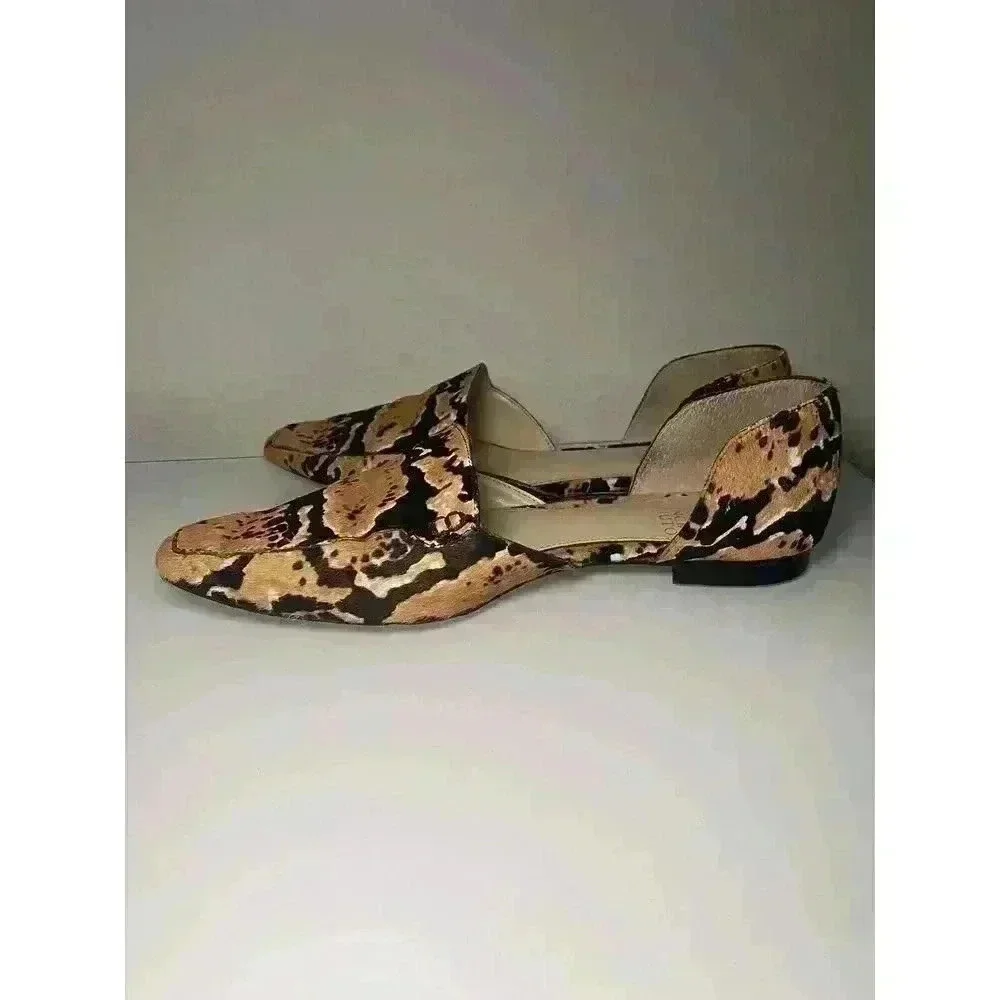 Vince Camuto Animal Print Real Cow Hair Kordie 3 Flats Size 7.5 Women's Unique